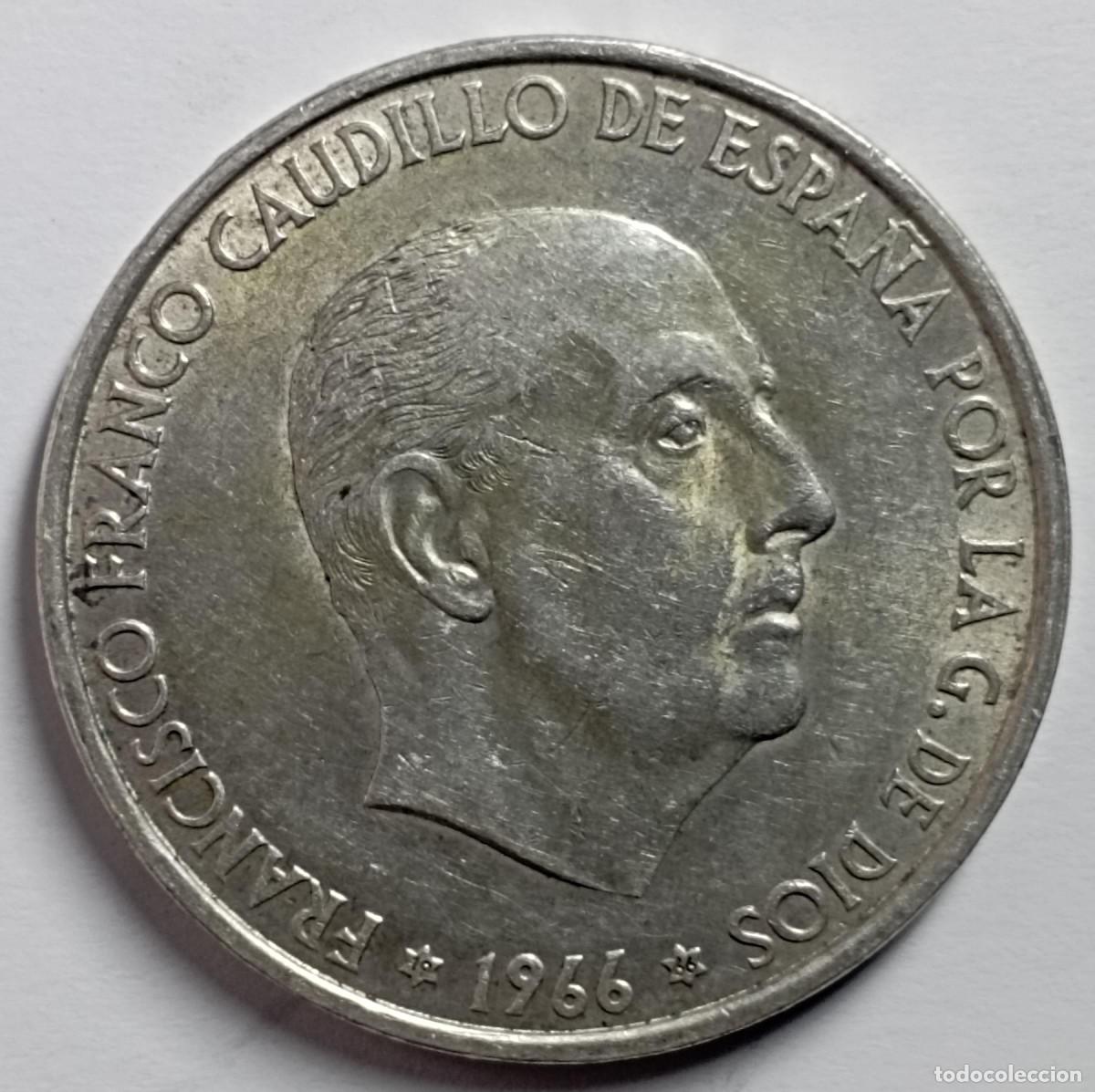 Monedas Franco: Moneda de Espa&ntilde;a 100 pesetas de 1966 de plata - Foto 2