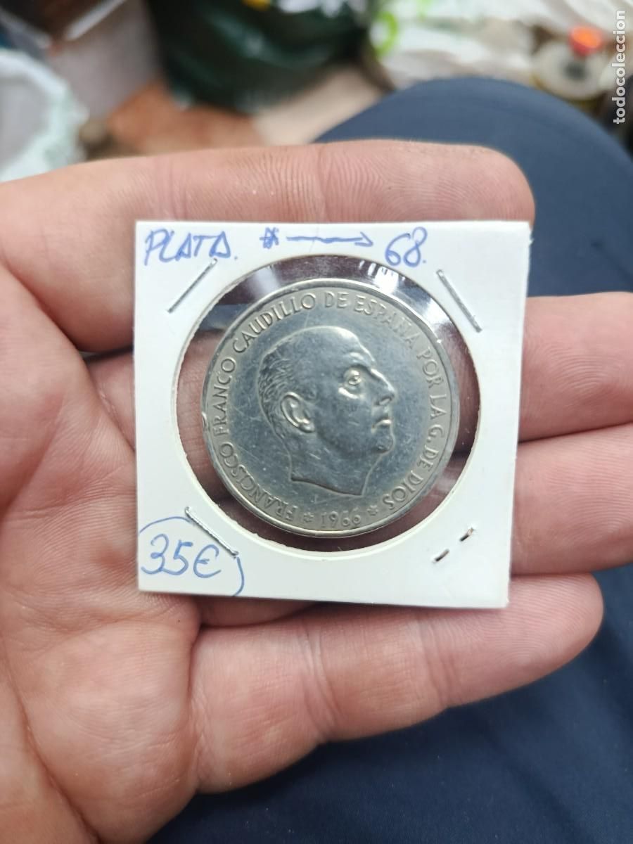 Moedas Franco: Moneda de 100 pesetas de plata de Franco. Estrella 68