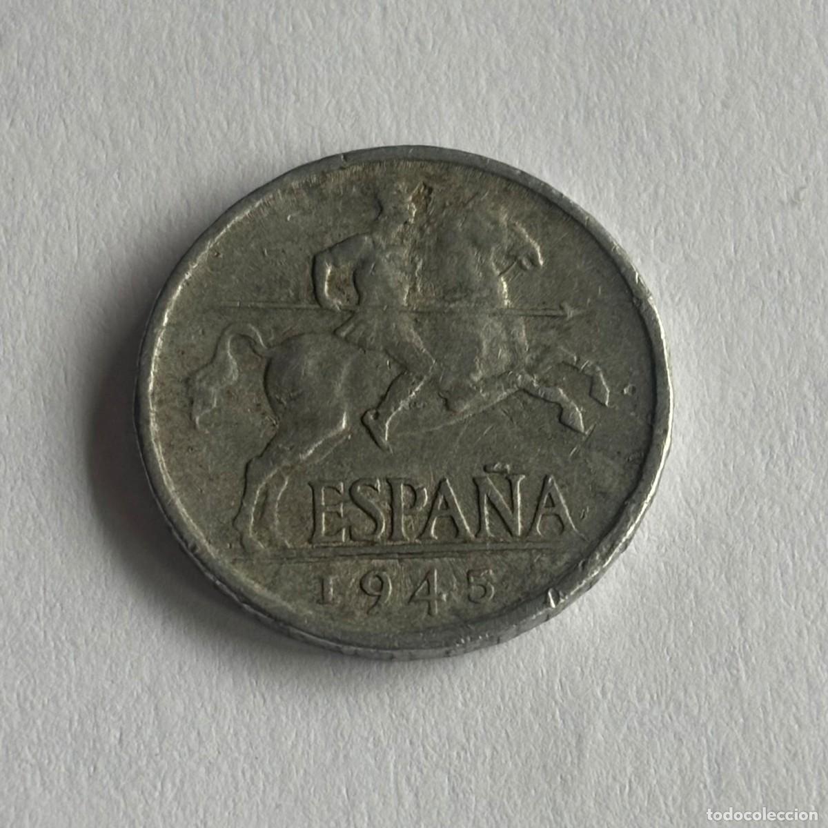 Moedas Franco: MONEDA DE 5 C&Eacute;NTIMOS JINETE ESPA&Ntilde;A 1945 (FOTO)