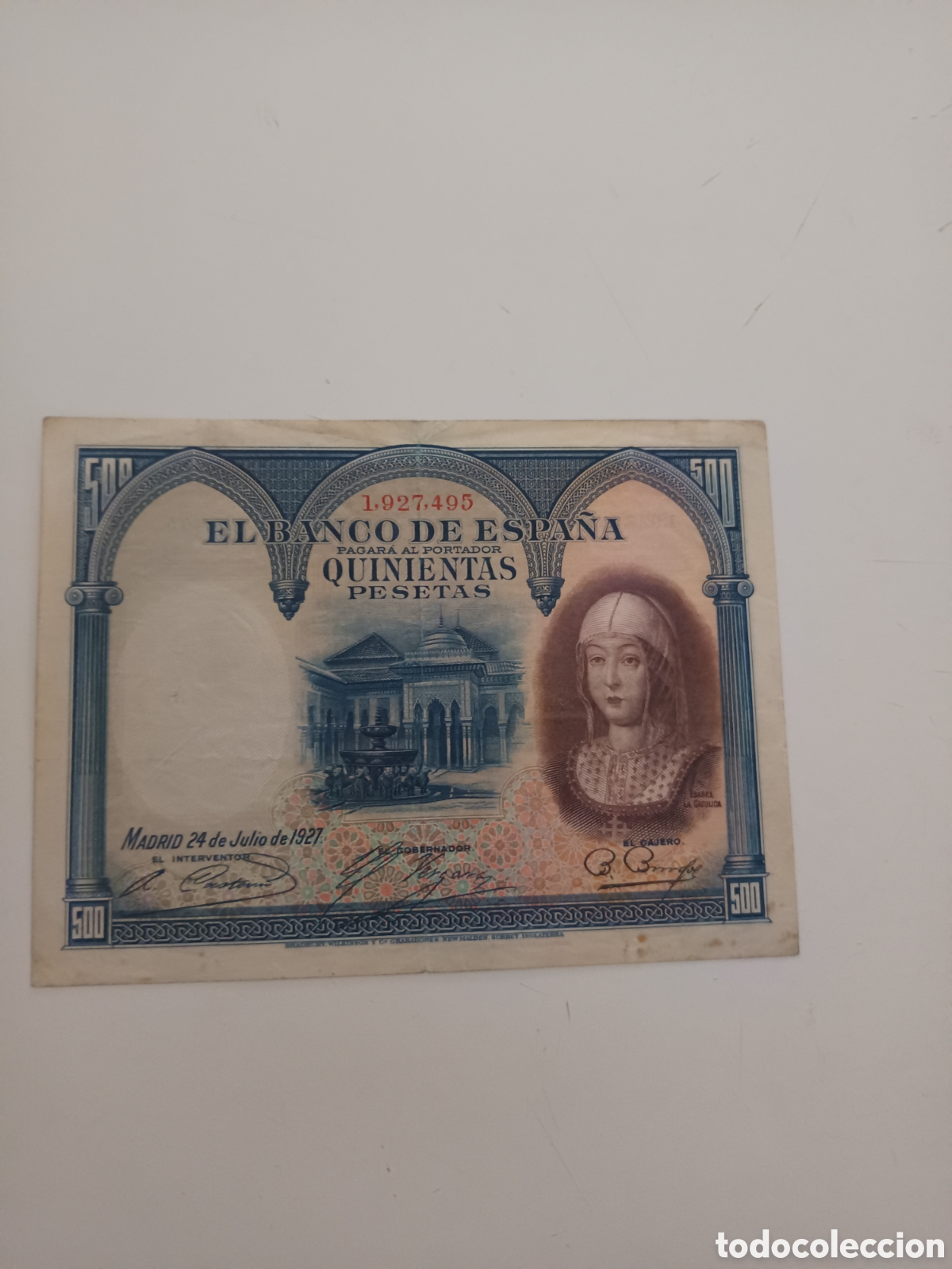 Monedas Franco: Billete 500 pesetas. A&ntilde;o 1927