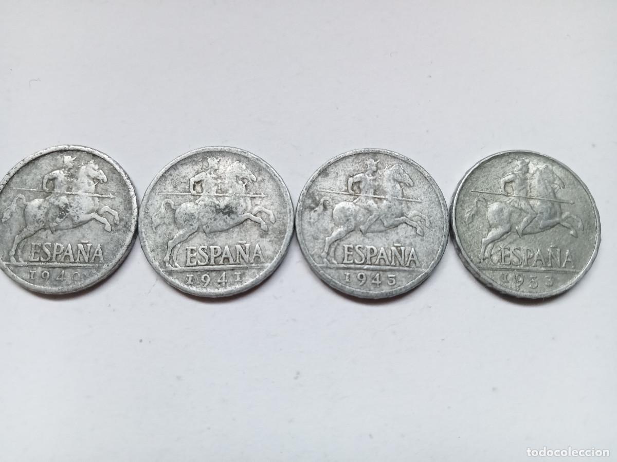 Monedas Franco: ESTADO ESPA&Ntilde;OL LOTE 4 MONEDAS 5 C&Eacute;NTIMOS 1940, 1941, 1945, 1953 BC+/MBC-