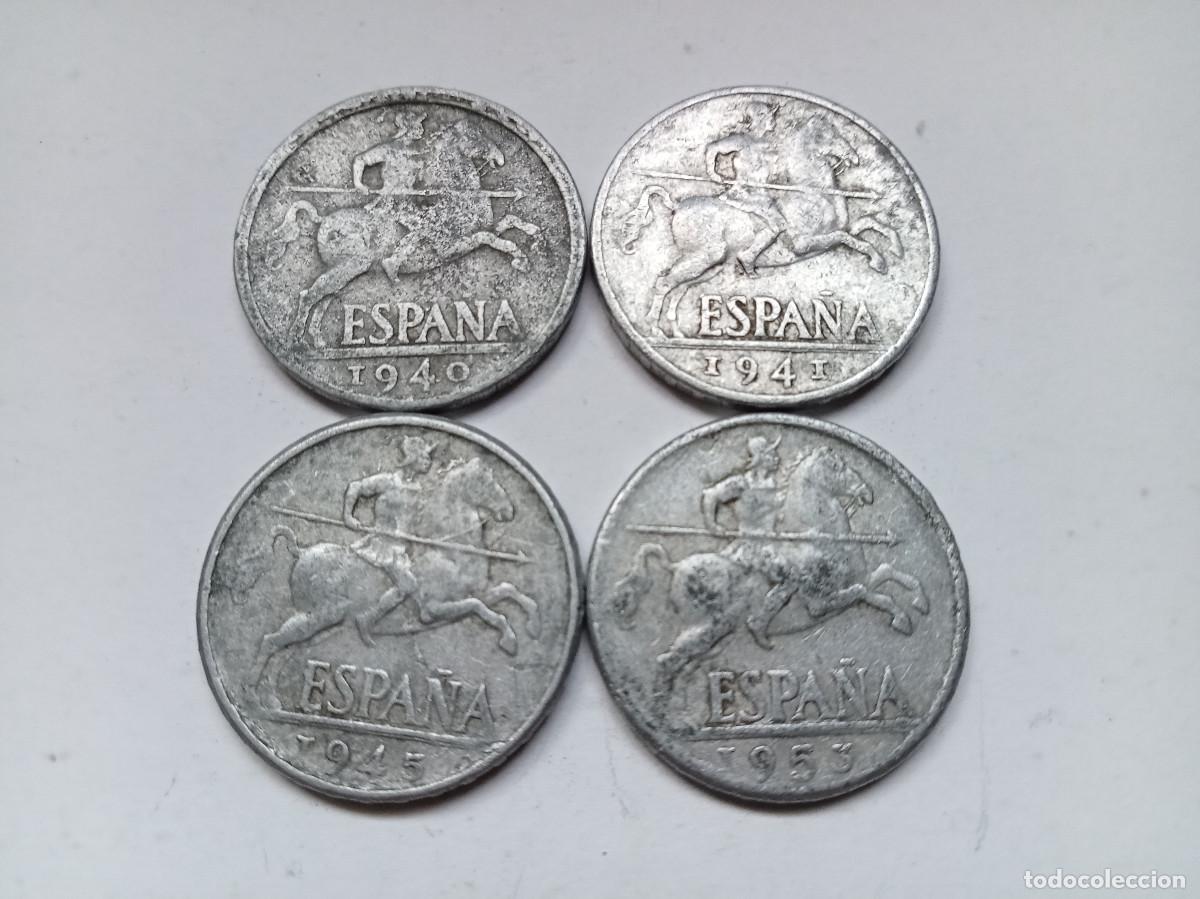 Monedas Franco: ESTADO ESPA&Ntilde;OL LOTE 4 MONEDAS 10 C&Eacute;NTIMOS 1940, 1941, 1945, 1953 BC+/MBC-
