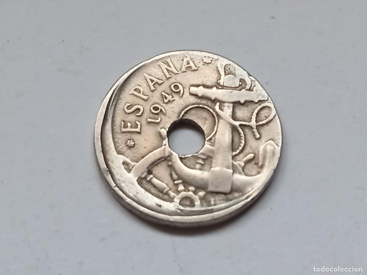 Monedas Franco: ESTADO ESPA&Ntilde;OL 50 C&Eacute;NTIMOS 1949 ERROR ACU&Ntilde;ACI&Oacute;N DESPLAZADA MBC. ESCASA