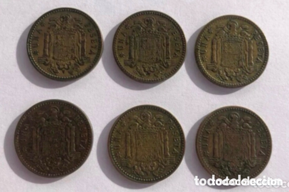 Moedas Franco: Monedas Serie Completa De Una Peseta 1953 Franco Estrellas *54/56/60/61/62/63
