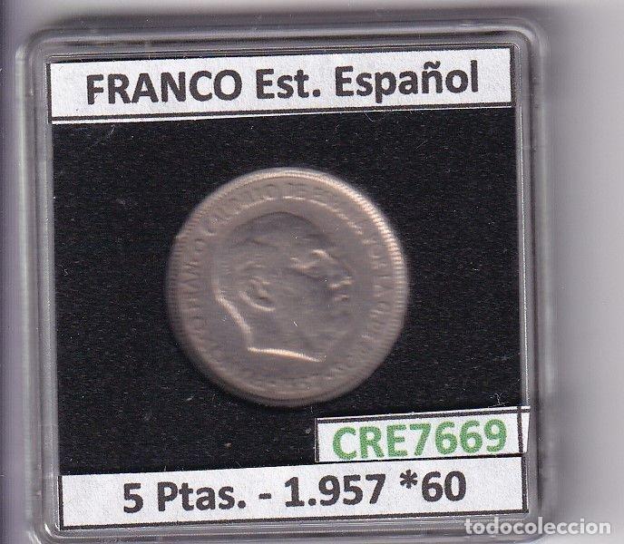 Moedas Franco: CRE7669 MONEDA ESPA&Ntilde;A ESTADO ESPA&Ntilde;OL 5 PESETAS 1957 *60