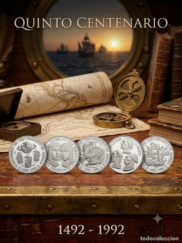 M&uuml;nzen unter Franco: Estuche tres monedas plata V Centenario Descubrimiento de Am&eacute;rica 1492 - 1992