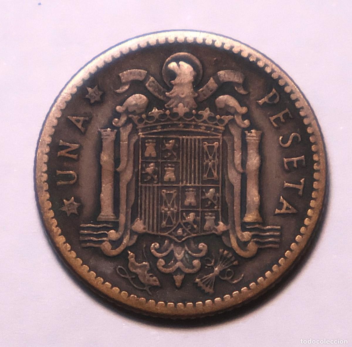 Monedas Franco: MONEDA DE UNA PESETA FRANCO 1947 ESTRELLA 50 (FOTO)