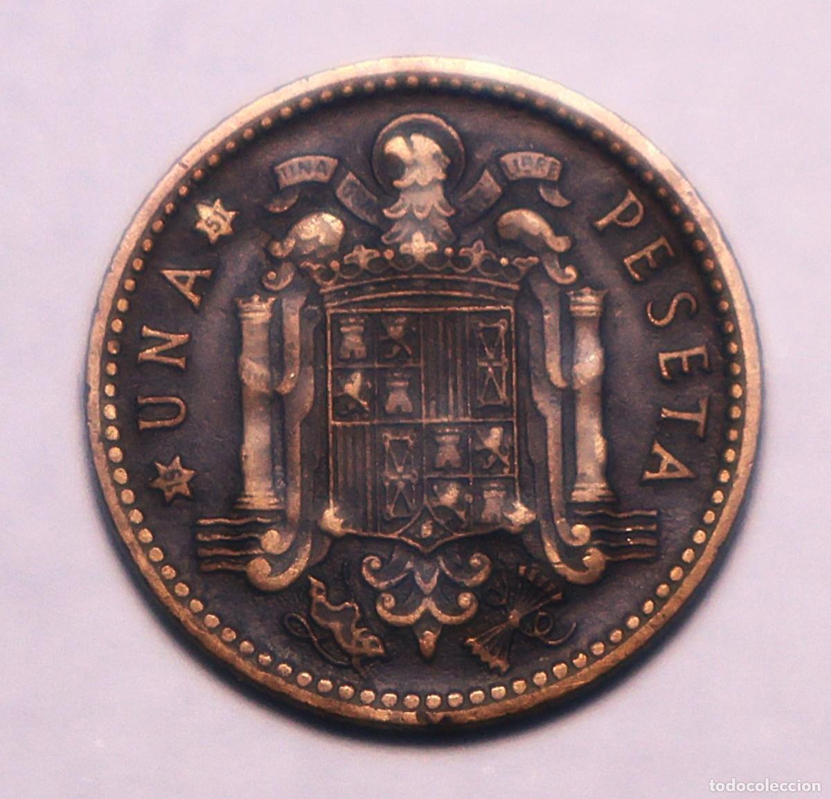 Moedas Franco: MONEDA DE UNA PESETA FRANCO 1947 ESTRELLA 51 (FOTO)