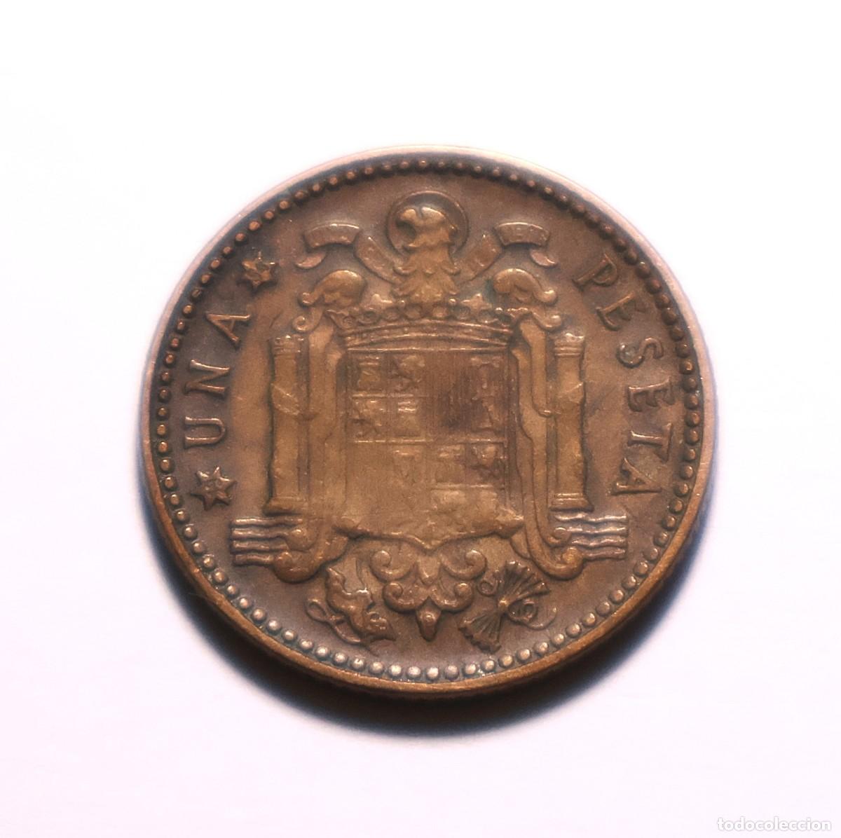 Moedas Franco: MONEDA DE UNA PESETA FRANCO 1947 ESTRELLA 54 (FOTO)