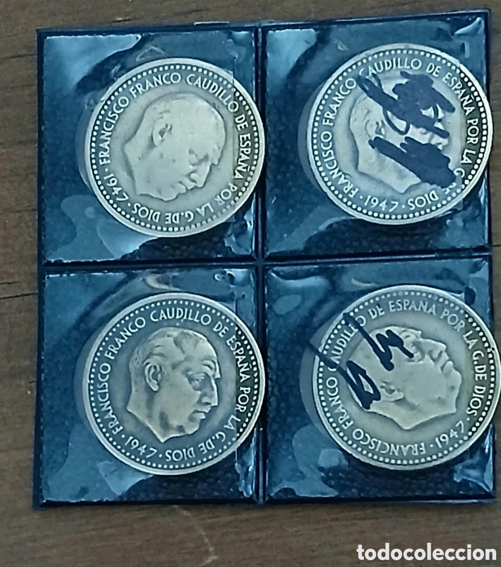 M&uuml;nzen unter Franco: LOTE DE 4 MONEDAS DE FRANCO 1947*49 EN EBC