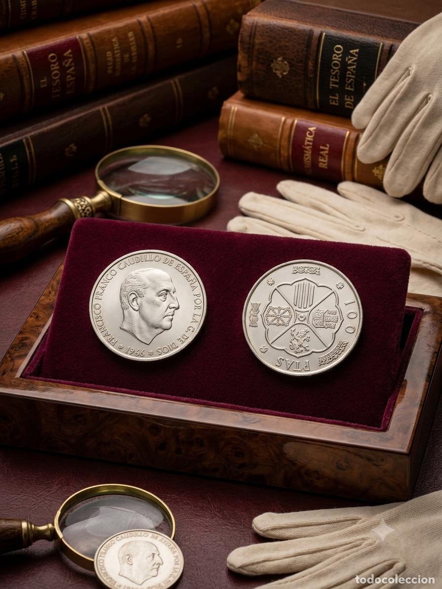 Monedas Franco: Moneda plata 100 pts Franco 1966 estrella 1966