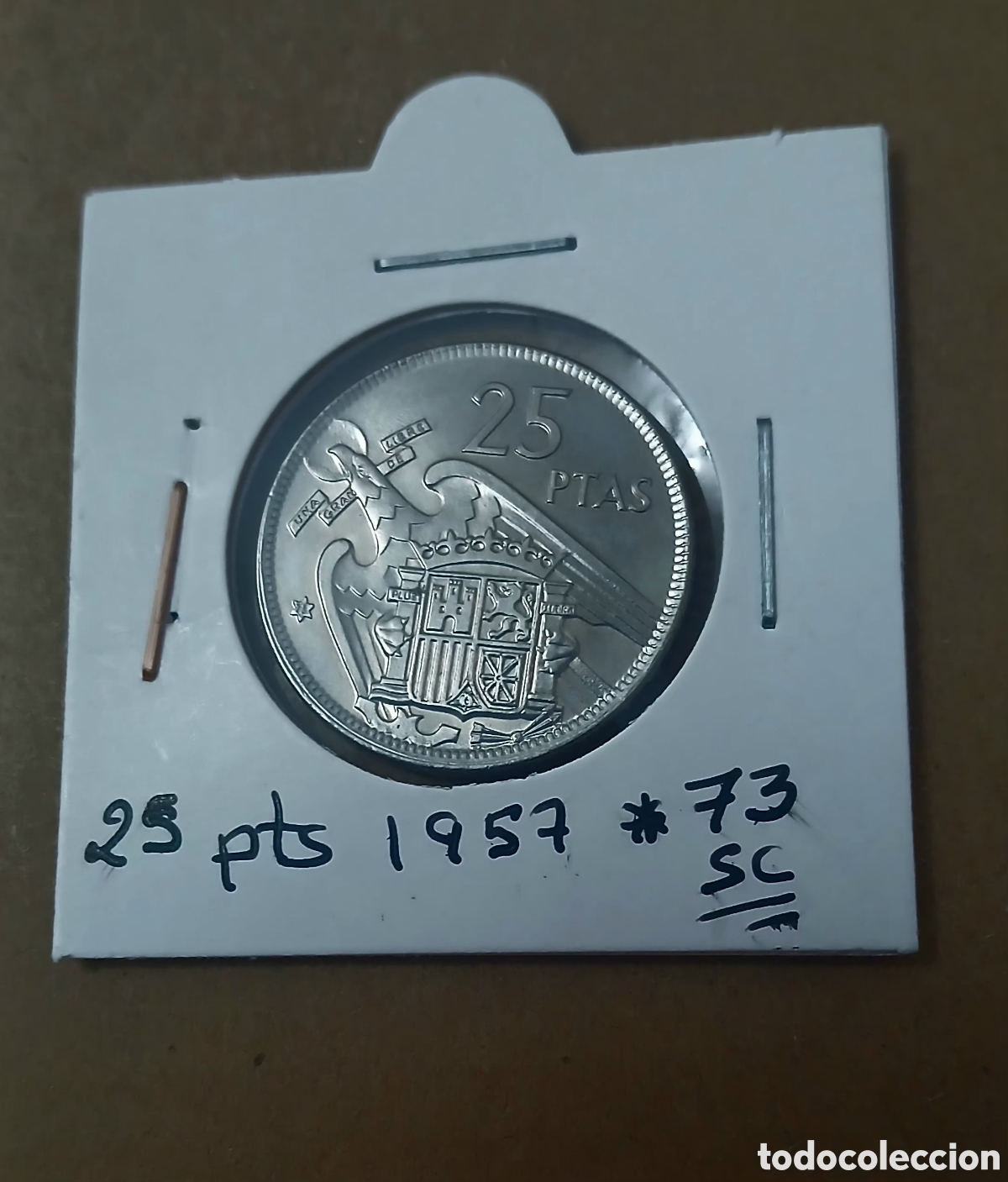 M&uuml;nzen unter Franco: FRANCO. MONEDA DE 25 PESETAS DE 1957 ESTRELLA DEL 73. PROOF DE CARTERA DE FNMT