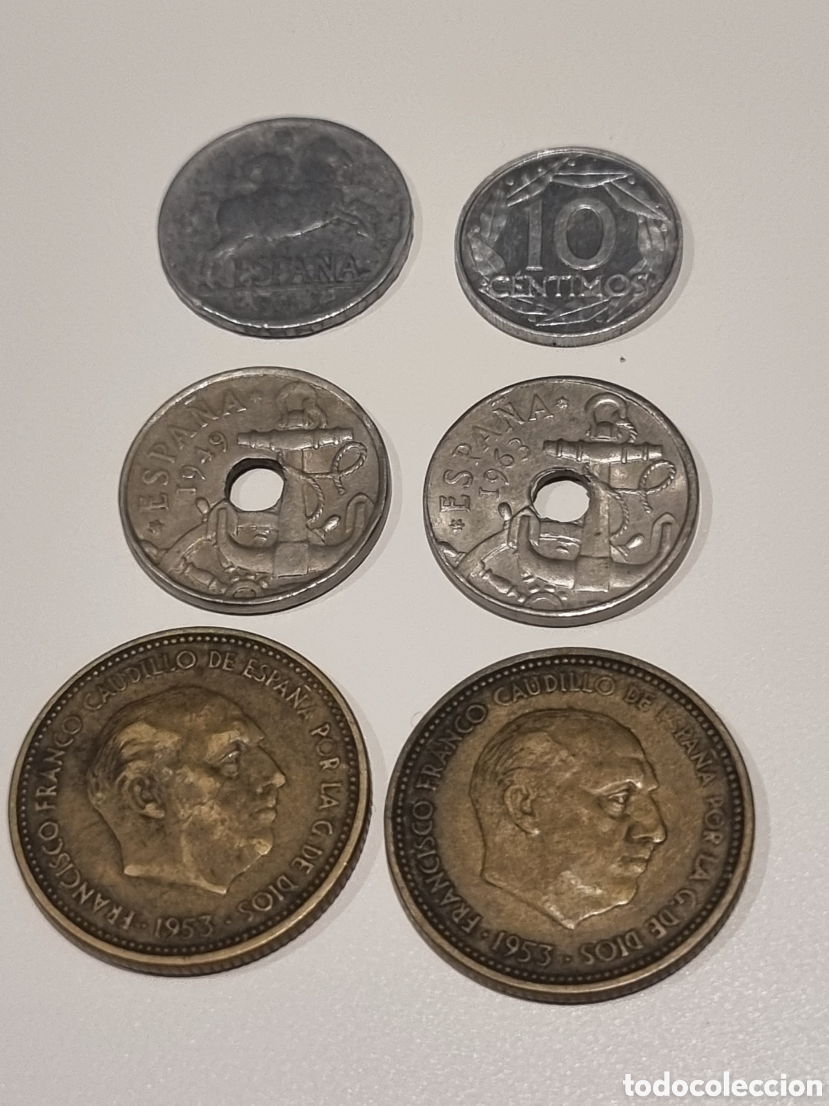 Monedas Franco: Lote de 6 monedas Francisco Franco 1941-1963