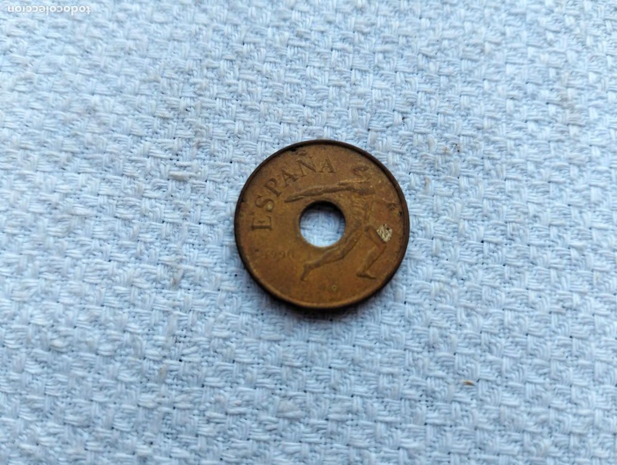 M&uuml;nzen unter Franco: Moneda de 25 pesetas conmemorativa Barcelona 92 1992 agujero central