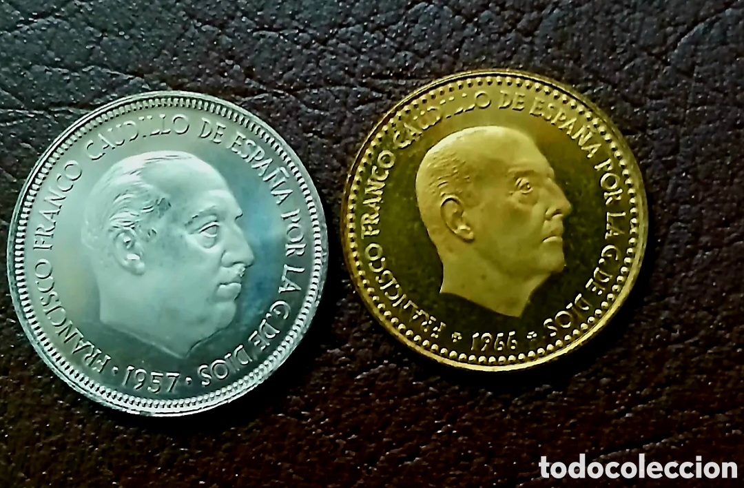 M&uuml;nzen unter Franco: DOS MONEDAS 1 Y 5 PTS ESTRELLA 74 PROF S/C