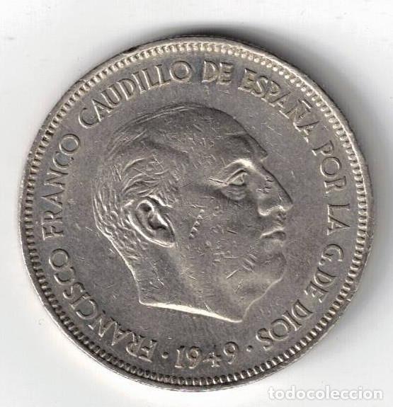 Monedas Franco: ESPA&Ntilde;A MONEDA 5 PESETAS FRANCO 1949 * 19 * 49