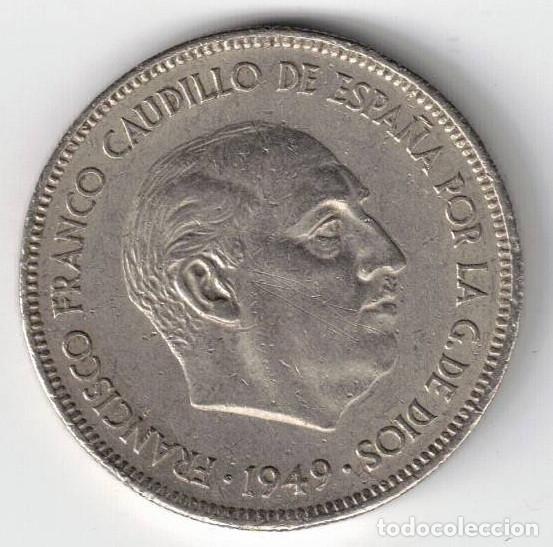 Monedas Franco: ESPA&Ntilde;A MONEDA 5 PESETAS FRANCO 1949 * 19 * 49