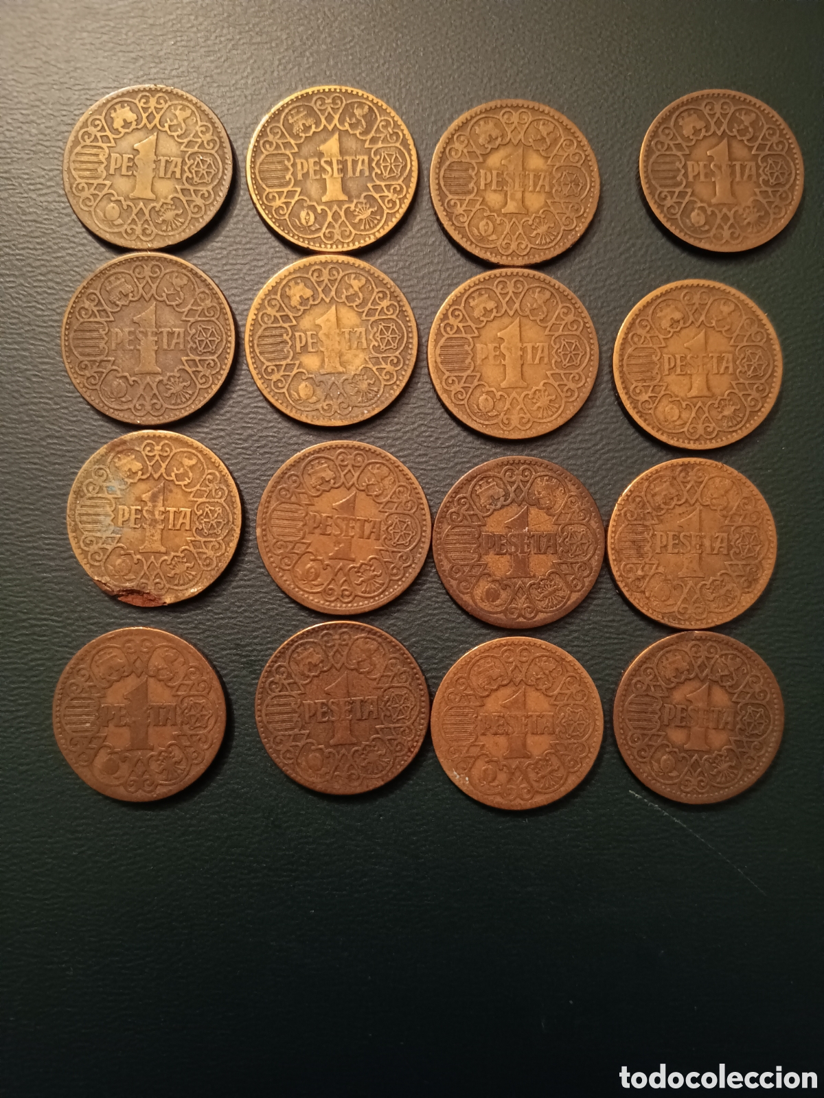 M&uuml;nzen unter Franco: LOTE DE 16 PESETAS DE 1 PESETA DE 1944
