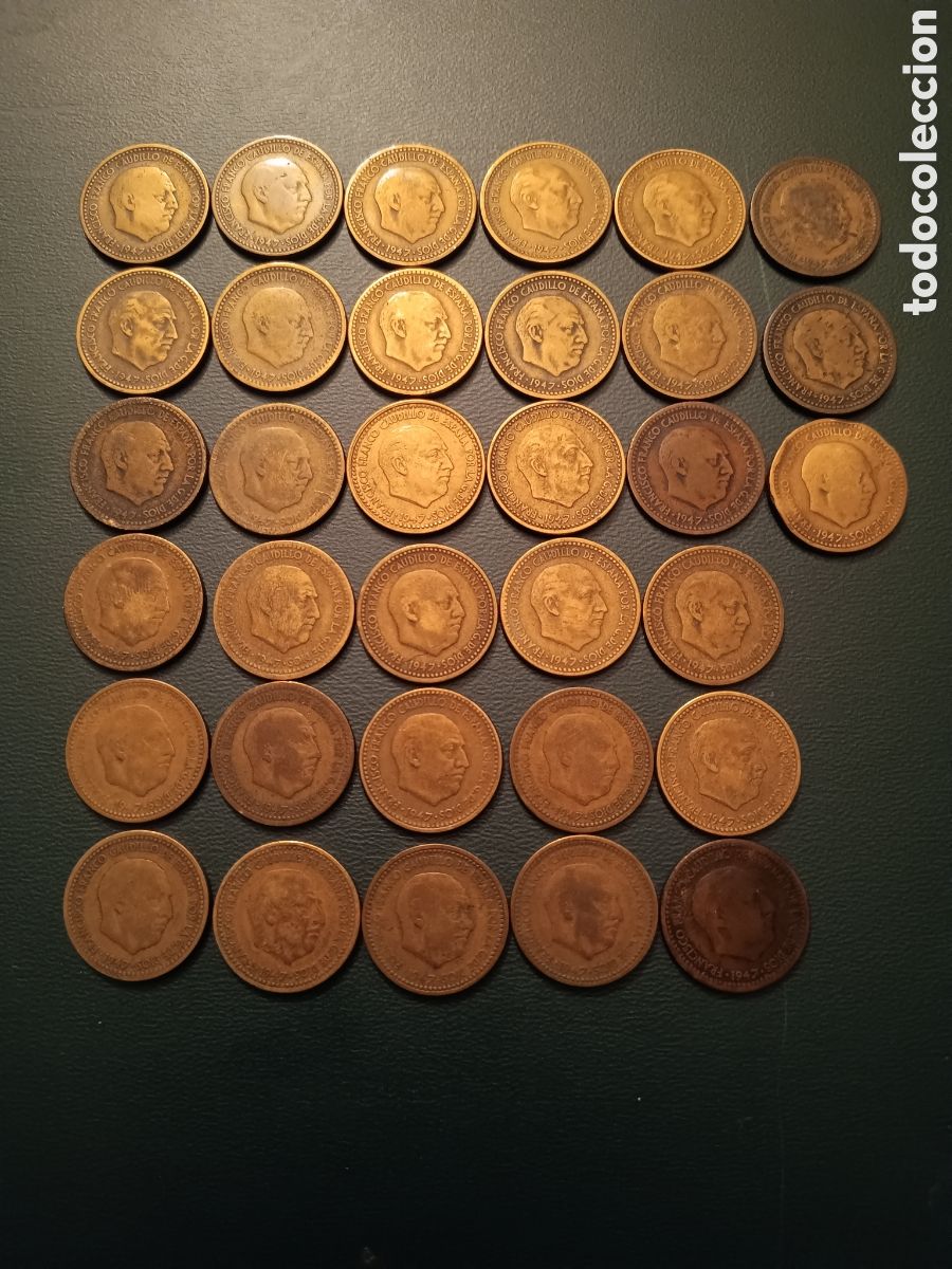 M&uuml;nzen unter Franco: LOTE DE 33 PESETAS DE 1 PESETA DE 1947