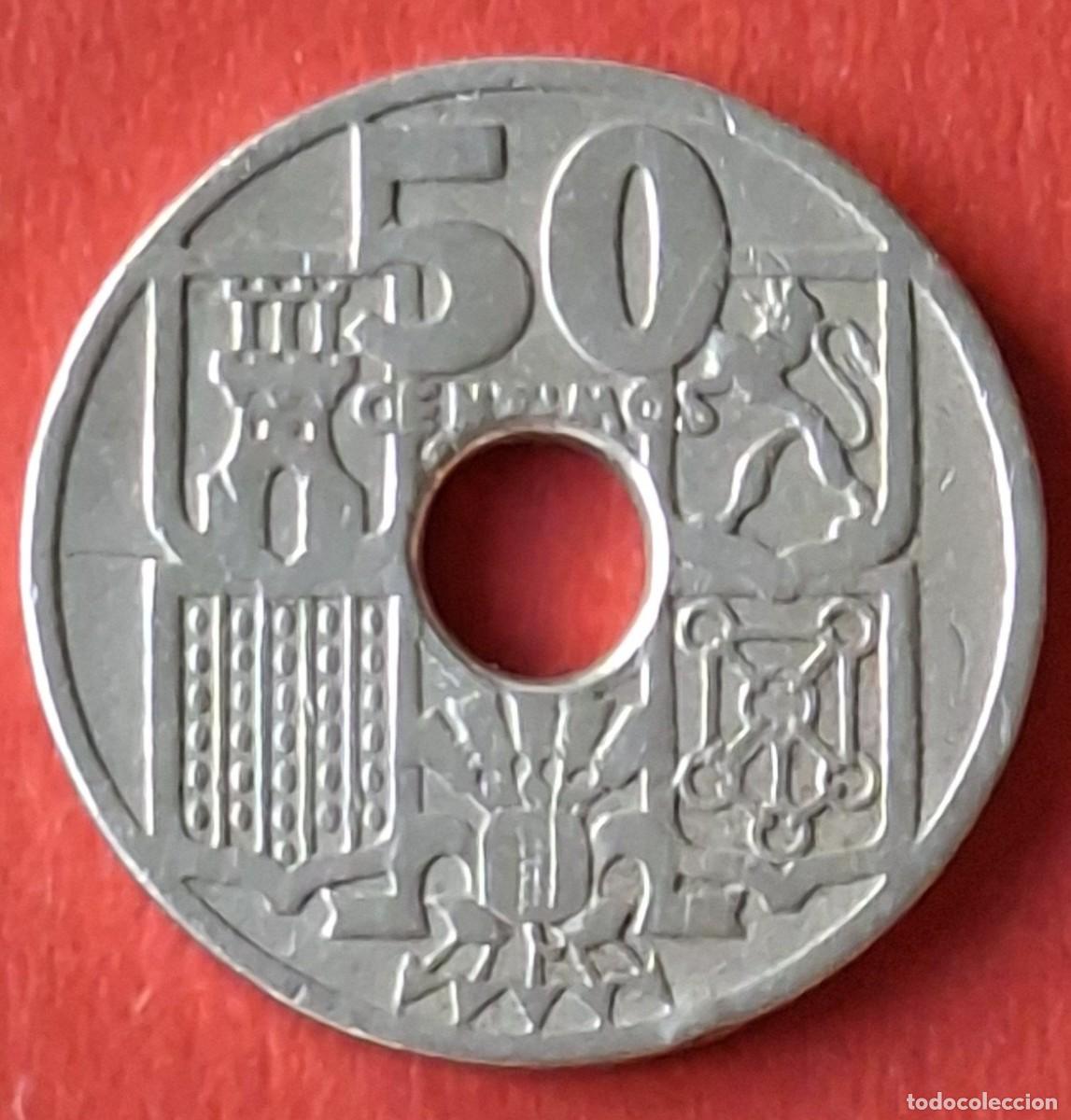 Monedas Franco: Moneda de 50 cts. 1949 flechas invertidas.