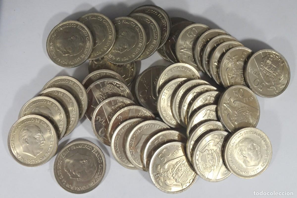 M&uuml;nzen unter Franco: LOTE DE 40 MONEDAS 50 PESETAS 1957 ,VER FOTOS