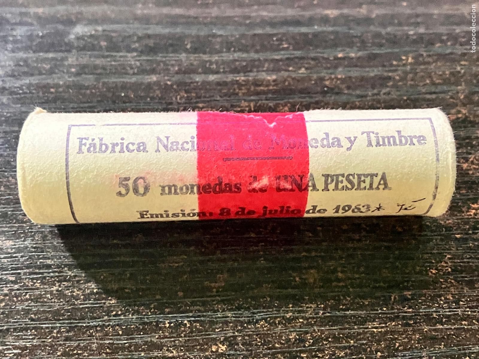 Monedas Franco: Cartucho 50 monedas 1 peseta Franco 1966 *75