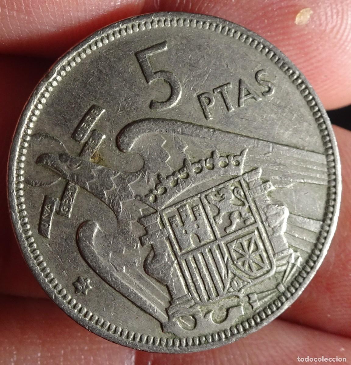 M&uuml;nzen unter Franco: LOTE DE 2 MONEDAS 5 PESETAS 1957 , ESTRELLA 57 ,VER FOTOS