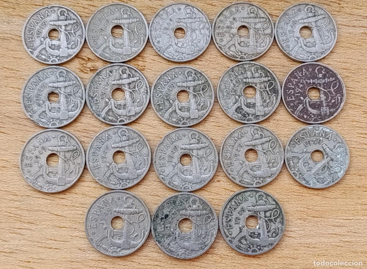 M&uuml;nzen unter Franco: Lote 21 Monedas 50 C&eacute;ntimos Franco Agujero/Ancla 1949 (*52) y 1963 (*65)