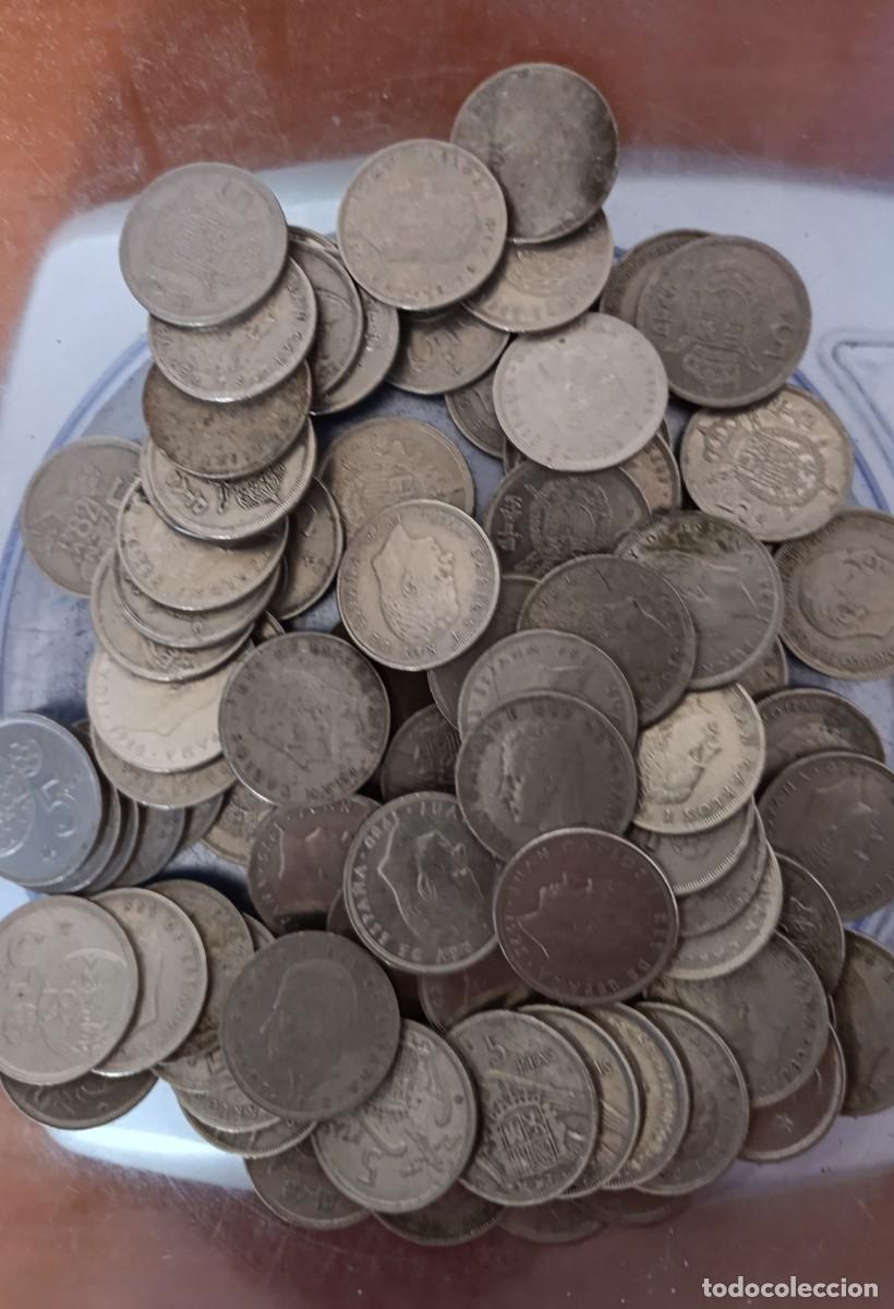 Monedas Franco: Lote Monedas 5 Pesetas Franco y Juan Carlos I - Casi 500g Aprox 82 Monedas