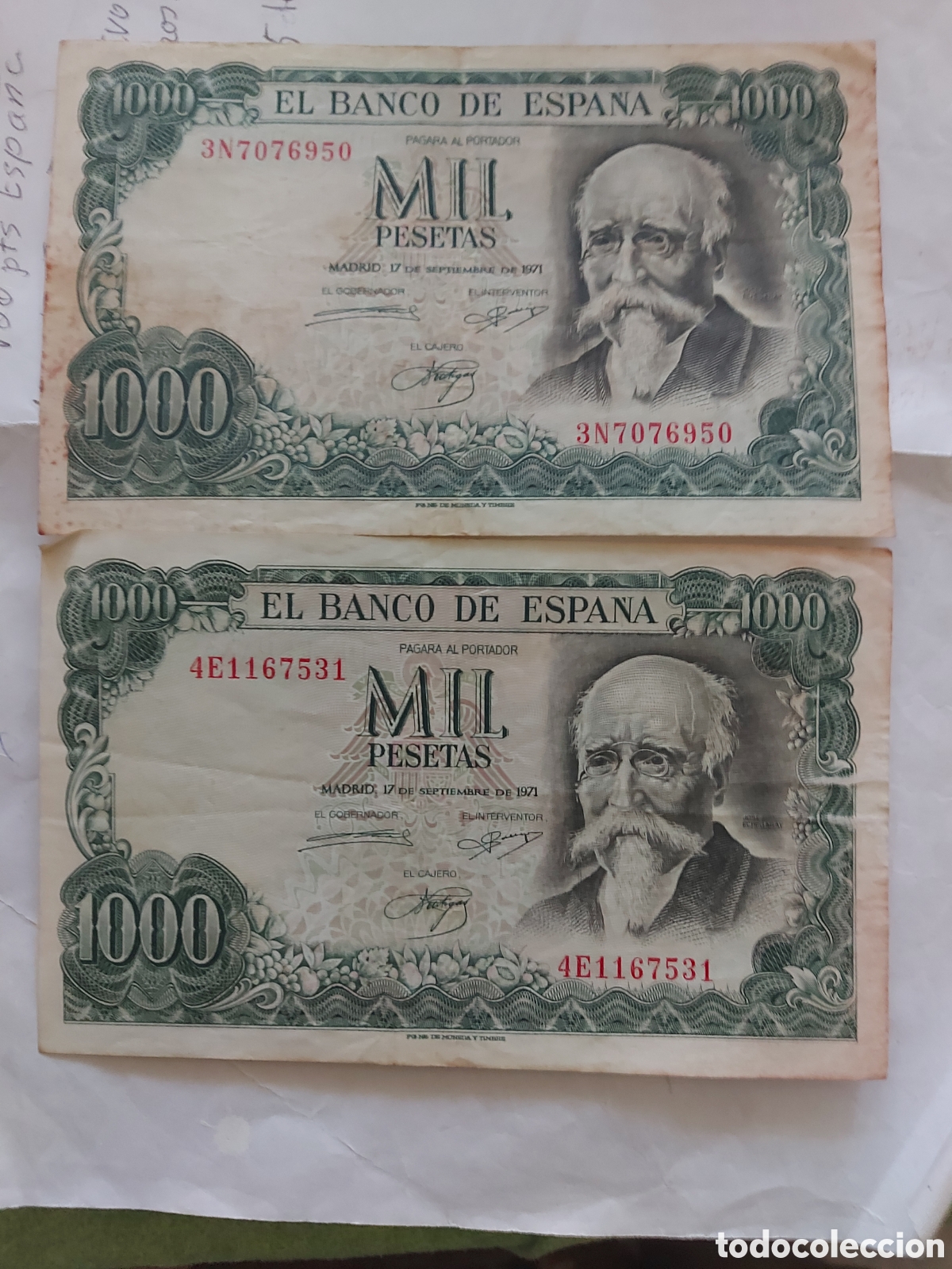 Monedas Franco: 2 billetes de Espa&ntilde;a