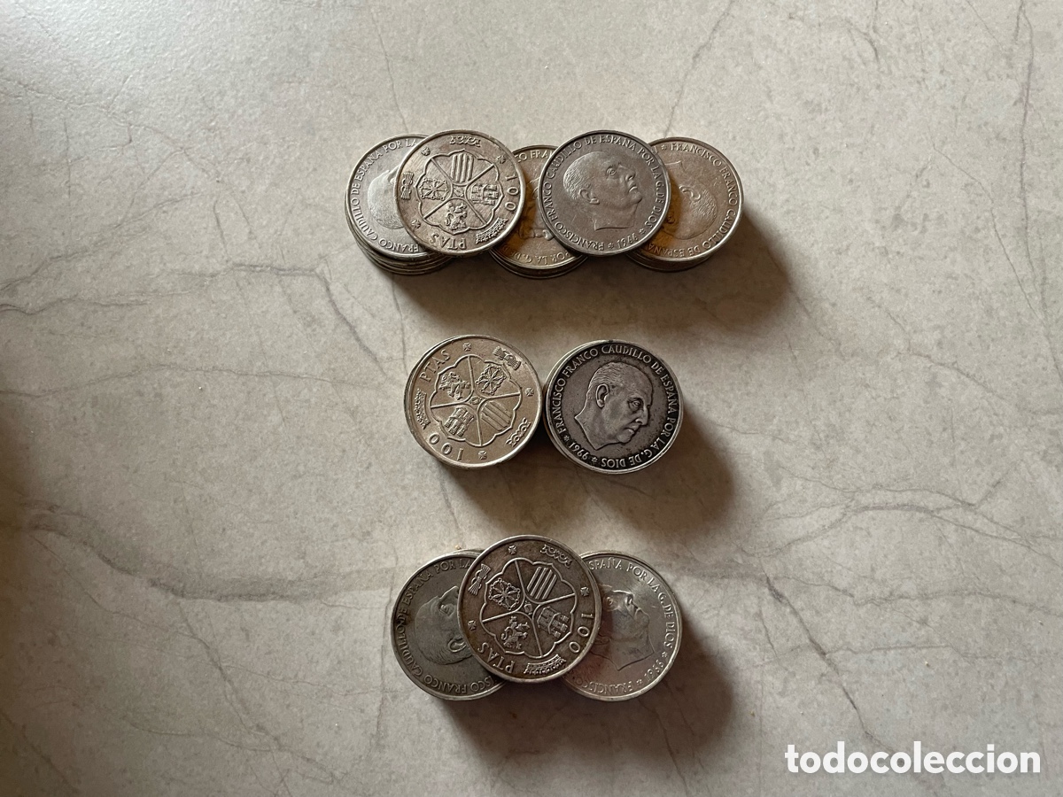 Monedas Franco: Monedas 100 pesetas 1966 (38 unidades) - Foto 3