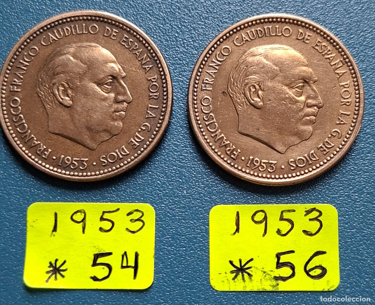 Monedas Franco: Dos monedas de 2,50 pesetas 1953 *54 y *56