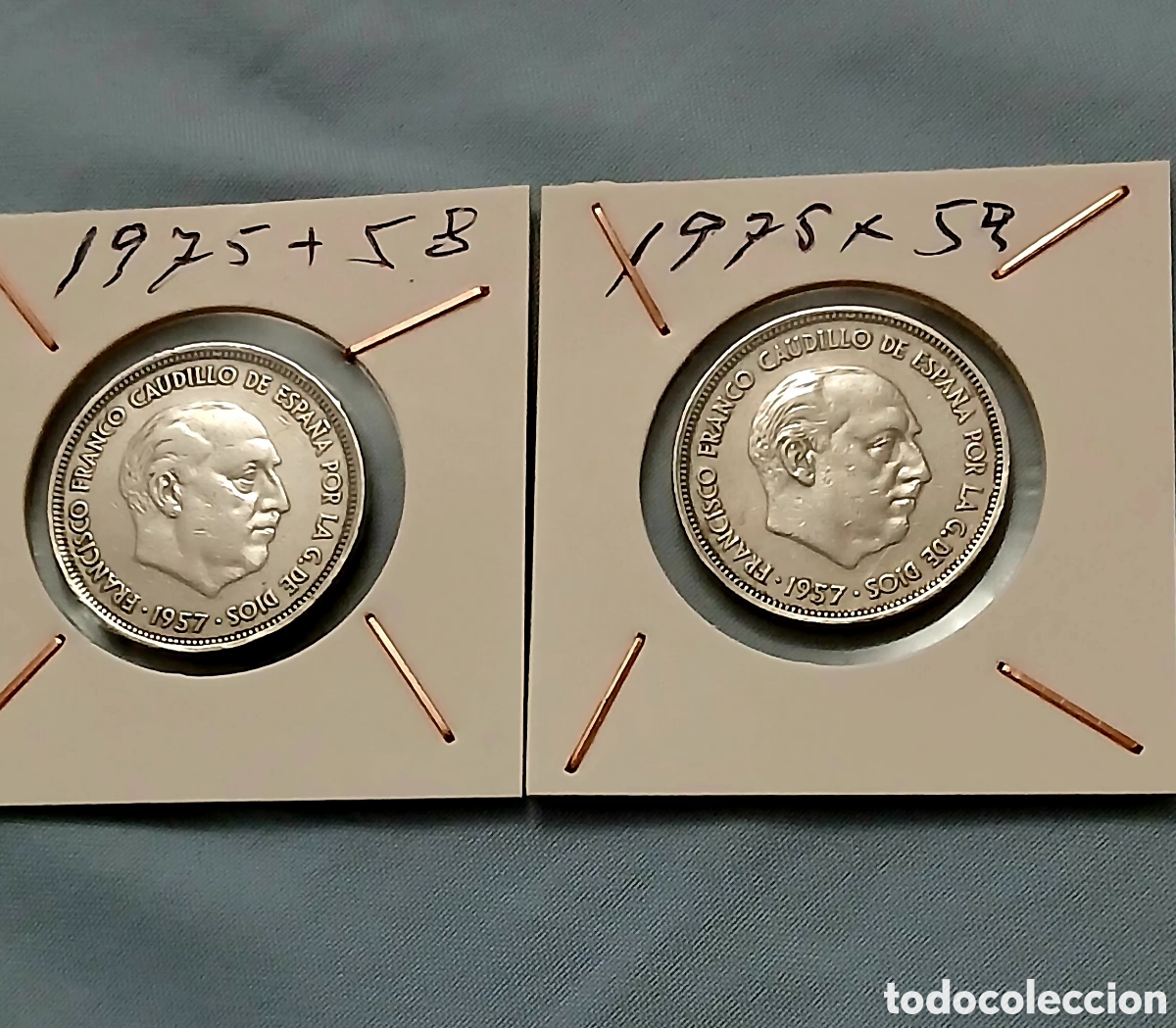 Monedas Franco: DOS MONEDAS DE 25 PESETAS FRANCO 1957*58 Y 59 DE LAS M&Aacute;S RARAS EN EBC