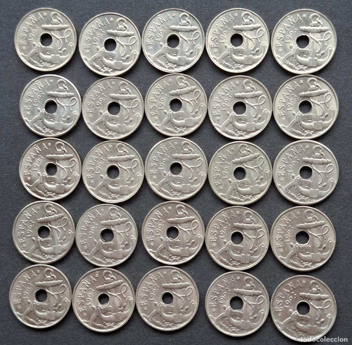 Monedas Franco: 25 monedas de 50 cts. 1963 * 65