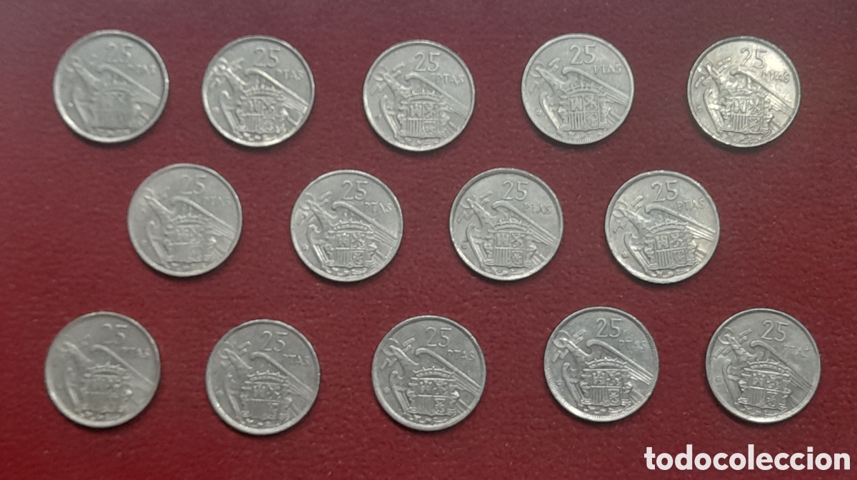 Monedas Franco: Lote 14 monedas 25 pesetas 1957