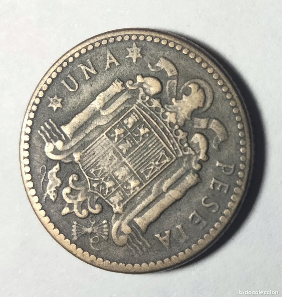 Monedas Franco: 1 Peseta de Espa&ntilde;a (1947) - Francisco Franco - Bronce de aluminio (Acu&ntilde;aci&oacute;n 1953)*