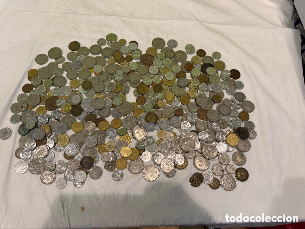 Monedas Franco: Gran lote de monedas espa&ntilde;olas antiguas &ndash; 2,020 kg &ndash; Diferentes &eacute;pocas y valores &ndash; Lote A