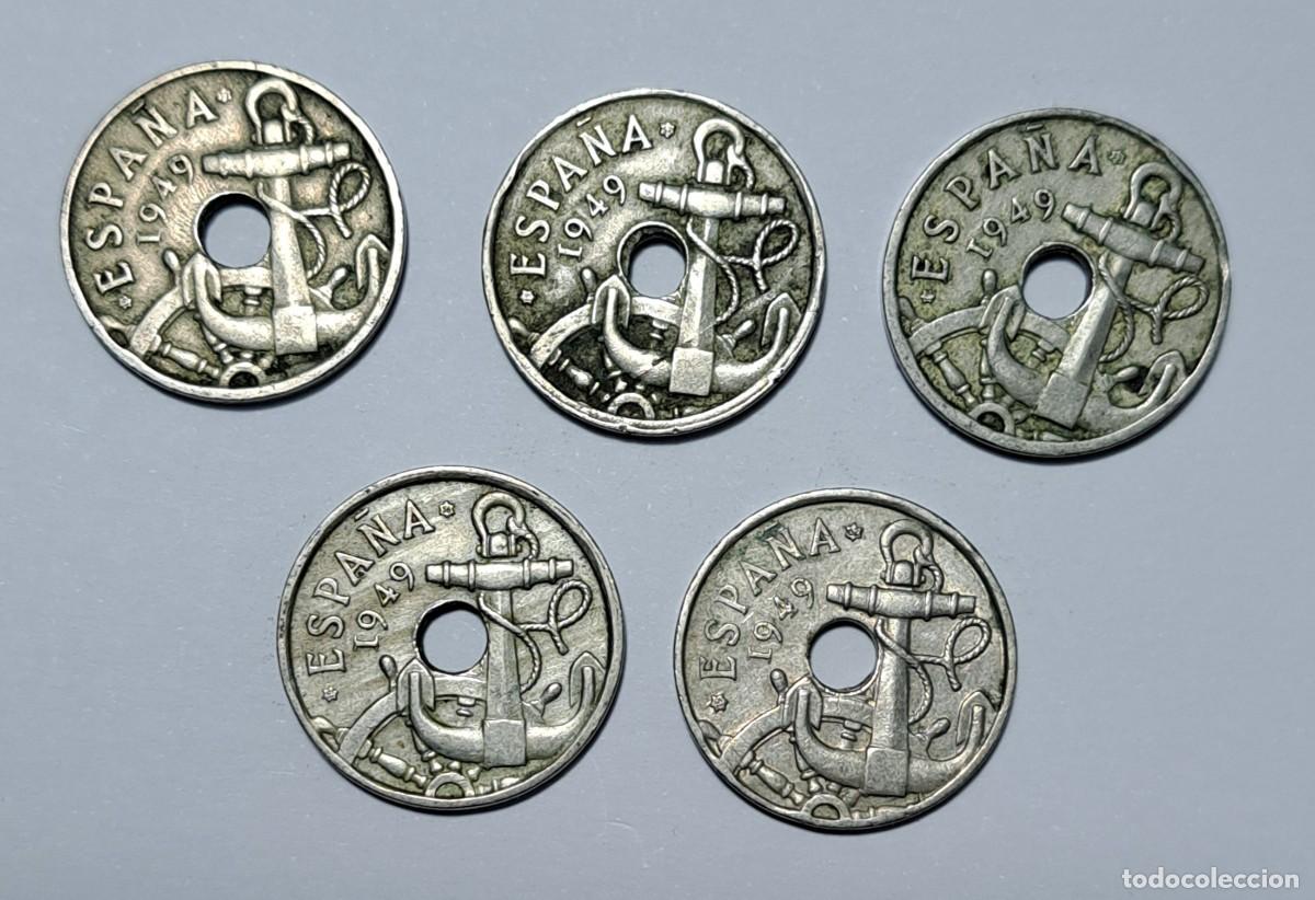 Monedas Franco: Francisco Franco &ndash; Lote de 5 monedas de 50 c&eacute;ntimos de 1949 &ndash; Estrellas 51, 52, 53, 56 y 62