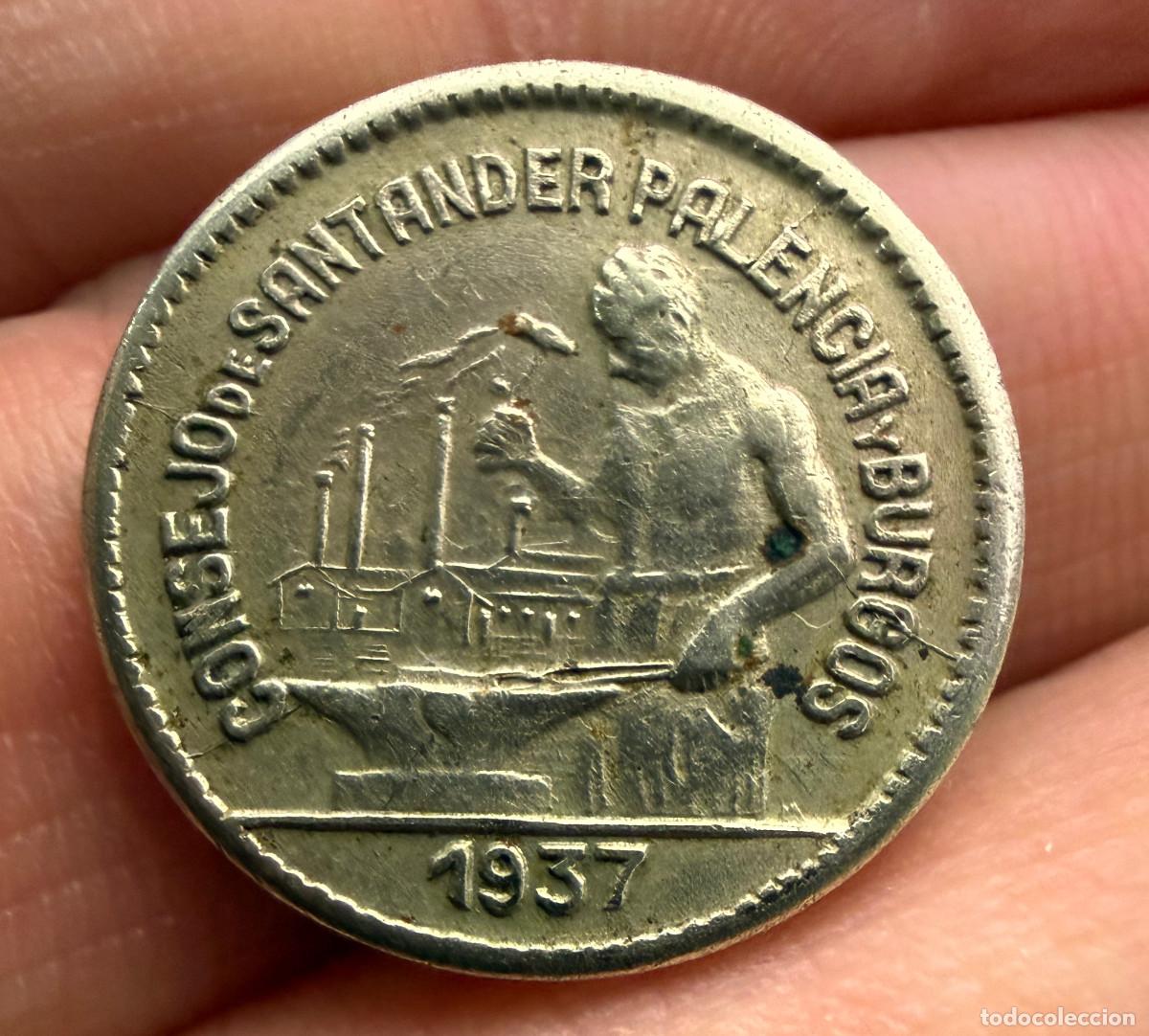 Monedas Franco: Espa&ntilde;a 50 C&eacute;ntimos 1937 PJR Consejo de Santander, Palencia y Burgos