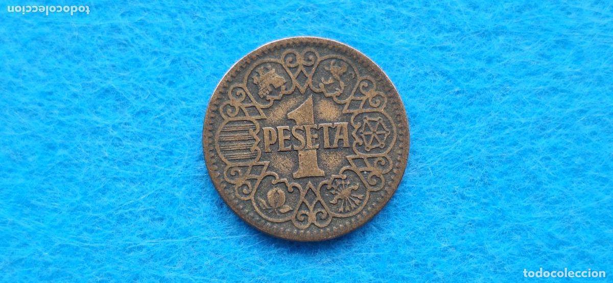 Monedas Franco: Moneda de Espa&ntilde;a. 1 peseta. A&ntilde;o 1944. Francisco Franco. La del 1. Circulada