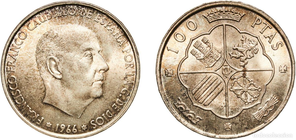 Monedas Franco: Spain Nationalist Government 1966 19-67 100 Pesetas - Francisco Franco Silver (.800) Madrid Mint (