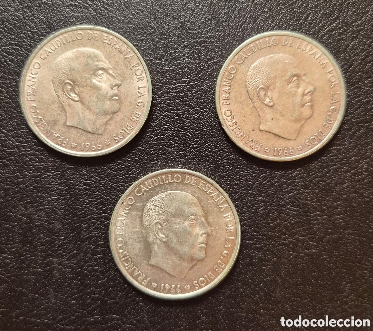 Monedas Franco: 3 monedas de plata de Franco del a&ntilde;o 1966