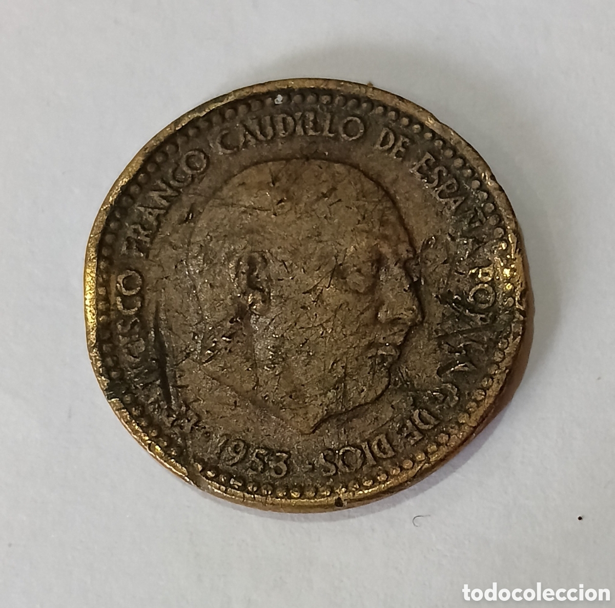 Monedas Franco: 1 Peseta Franco 1953 con errores ( Desplazada, exceso metal etc.)