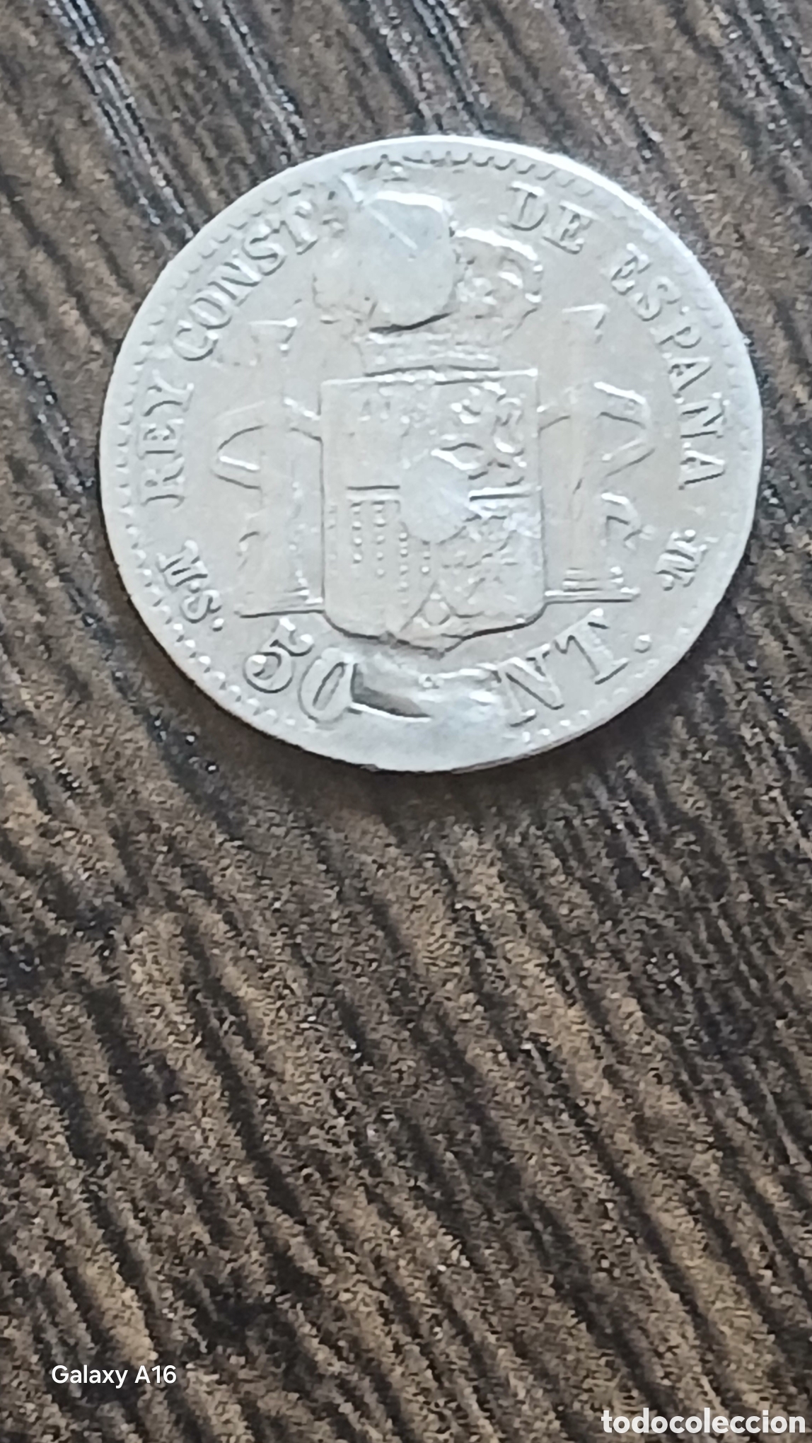 Monedas Franco: Moneda de 50 c&eacute;ntimos de Alfonso XII.1885. - Foto 2
