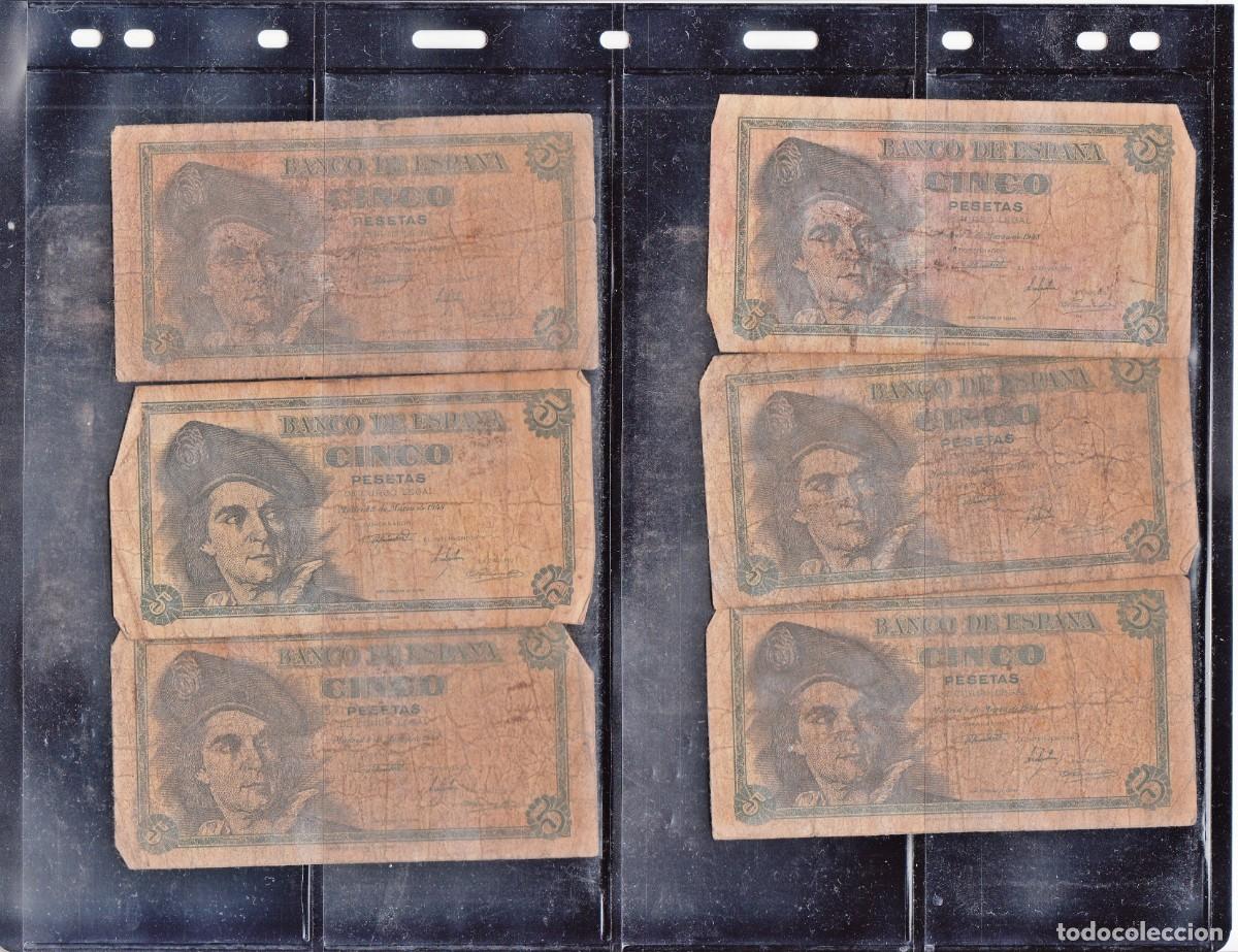 Monedas Franco: ESPA&Ntilde;A - LOTE DE 6 BILLETES DE 5 PESETAS DE 1948 (SON LOS DE LA IMAGEN)