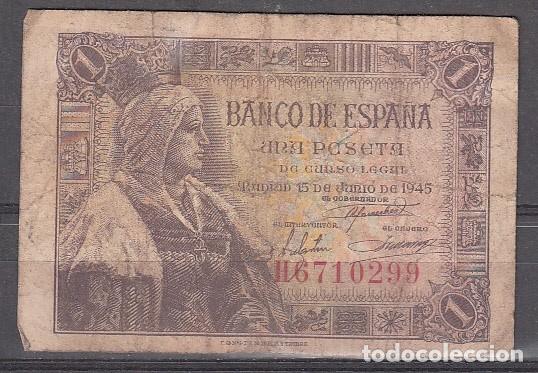 Monedas Franco: ESPA&Ntilde;A - BILLETE DE 1 PESETA DE 1945 (ES EL DE LA IMAGEN)