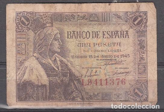 Monedas Franco: ESPA&Ntilde;A - BILLETE DE 1 PESETA DE 1945 (ES EL DE LA IMAGEN)