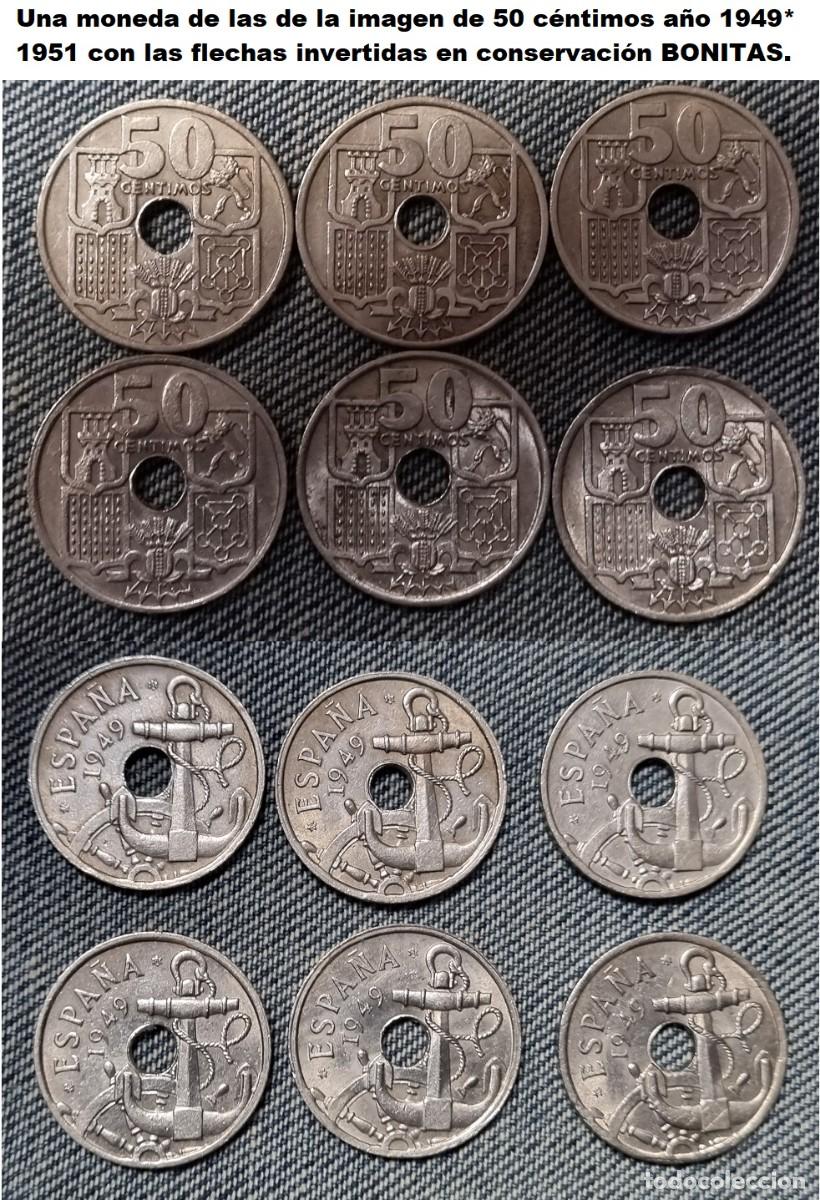 Monedas Franco: 1 MONEDA DE IMAGEN. FRANCO 50 CENTIMOS ESTADO ESPA&Ntilde;OL 1949*51 FLECHAS INVERTIDAS. ESTAN BONITAS.