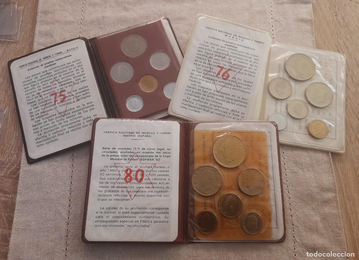 Monedas Franco: 3 carteras con monedas de pesetas Pruebas 1957*75, 1975*76 y 1980*80