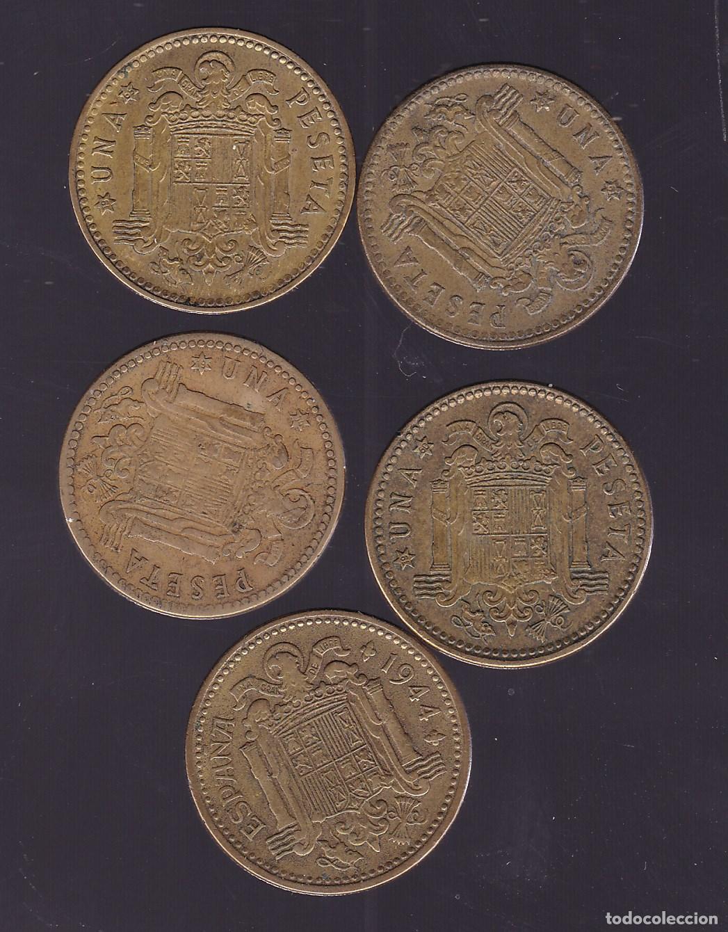 Monedas Franco: FC8-10- Lote 5 Monedas 1 Pta FRANCO . MBC